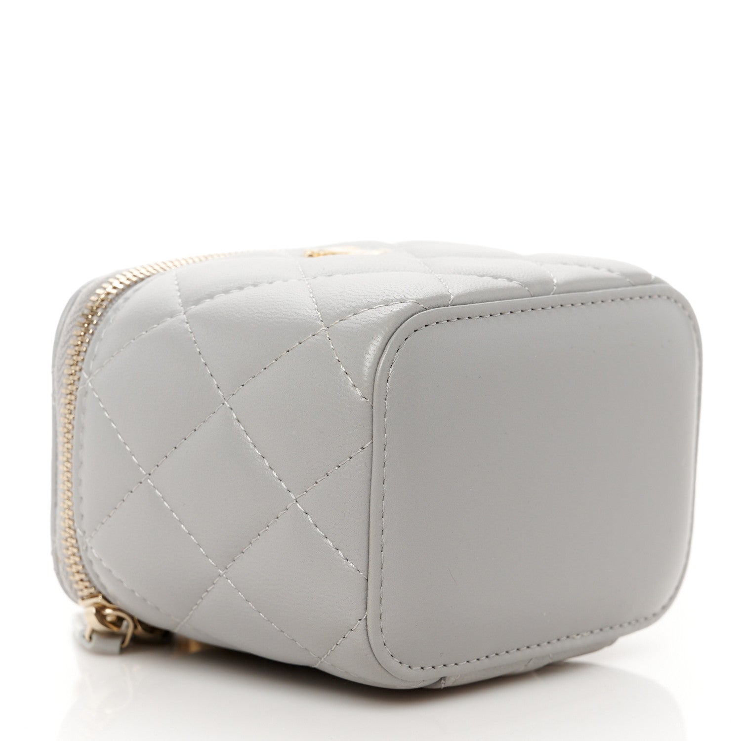 Chanel Lambskin Quilted Pearl Crush Mini Vanity Case With Chain Grey 9 of 10