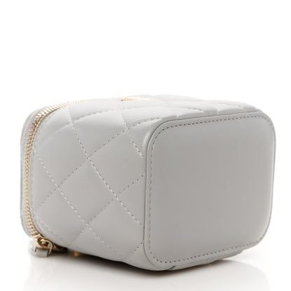Chanel Lambskin Quilted Pearl Crush Mini Vanity Case With Chain Grey 9 of 10