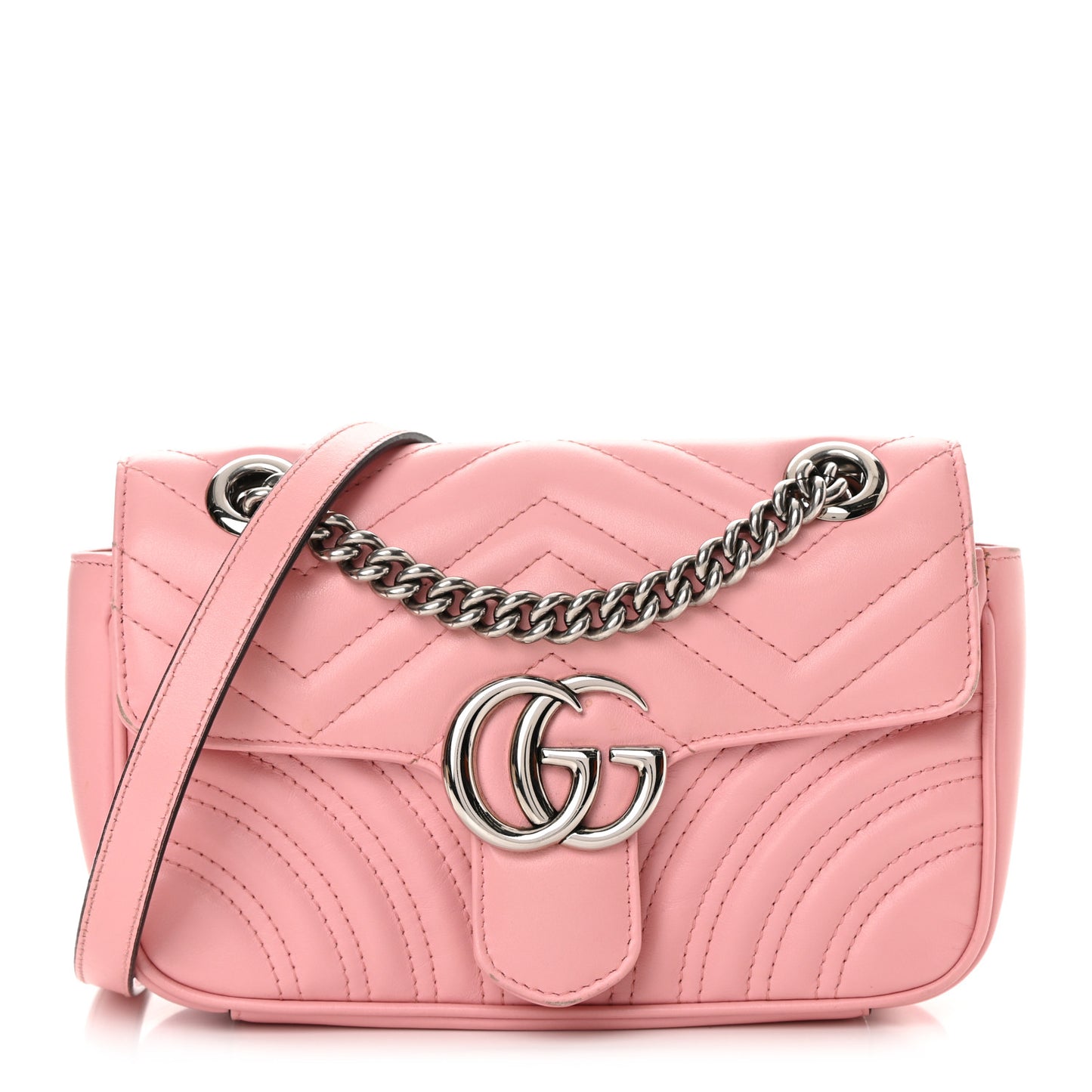 Calfskin Matelasse Mini GG Marmont Shoulder Bag Perfect Pink