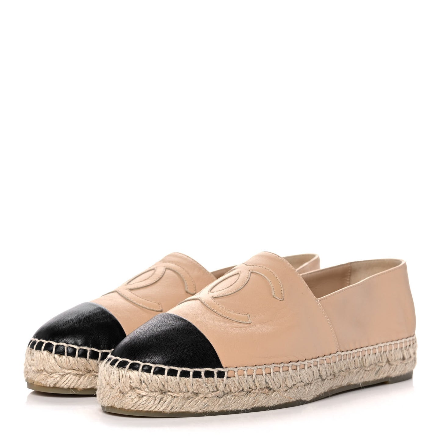 Lambskin CC Espadrilles 39 Beige Black