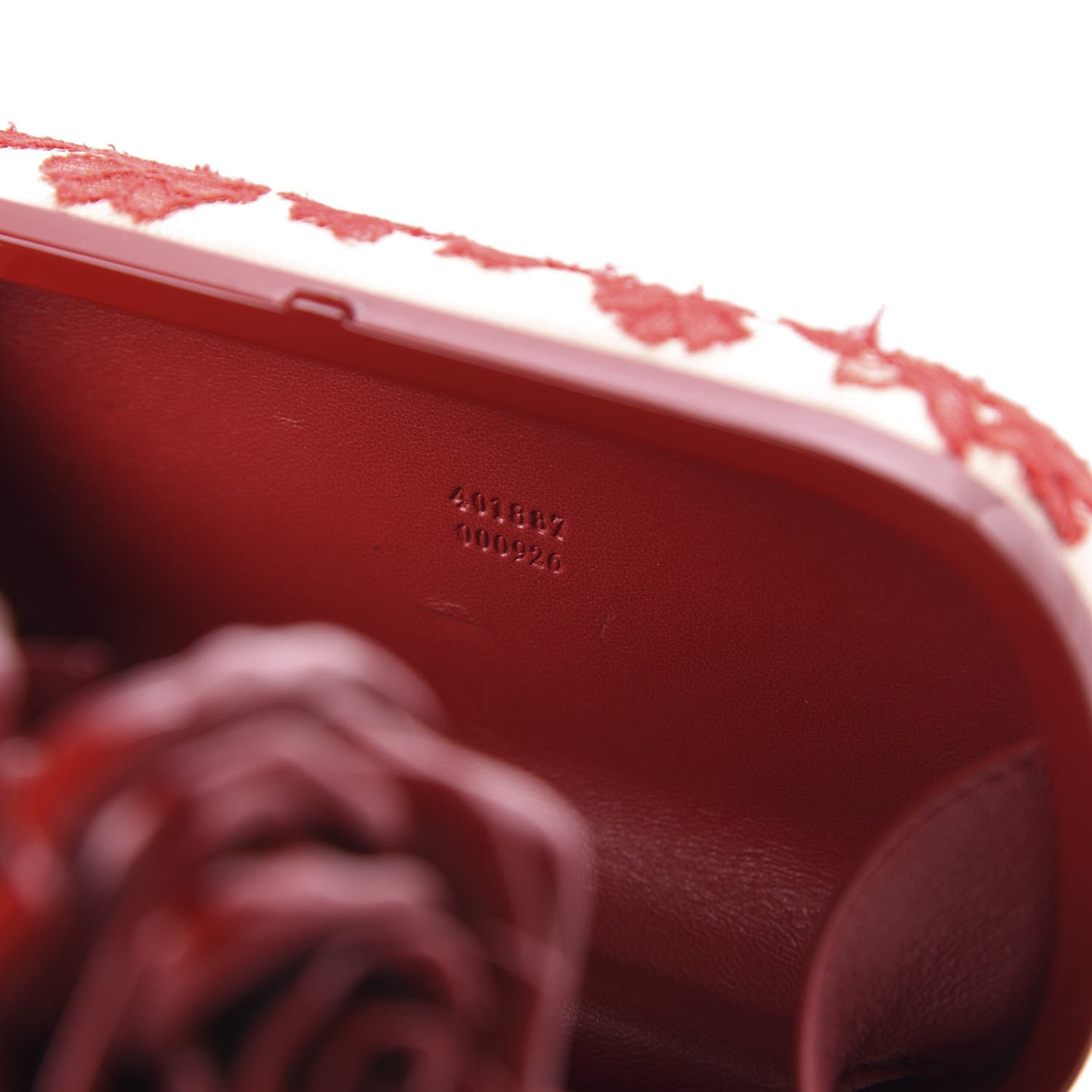 Alexander McQueen Lace Rose Knuckle Duster Box Clutch Red Nude 9 of 10