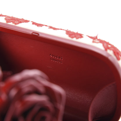Alexander McQueen Lace Rose Knuckle Duster Box Clutch Red Nude 9 of 10