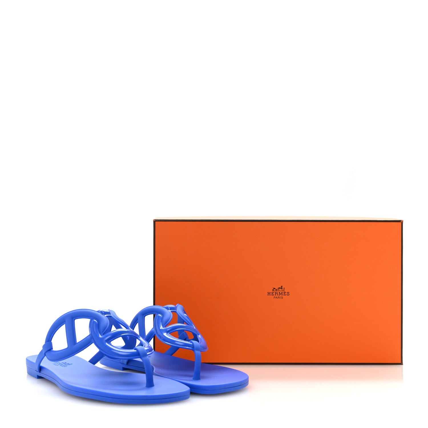 Hermes Rubber Womens Egerie Sandals 37 Bleu Outremer 10 of 10