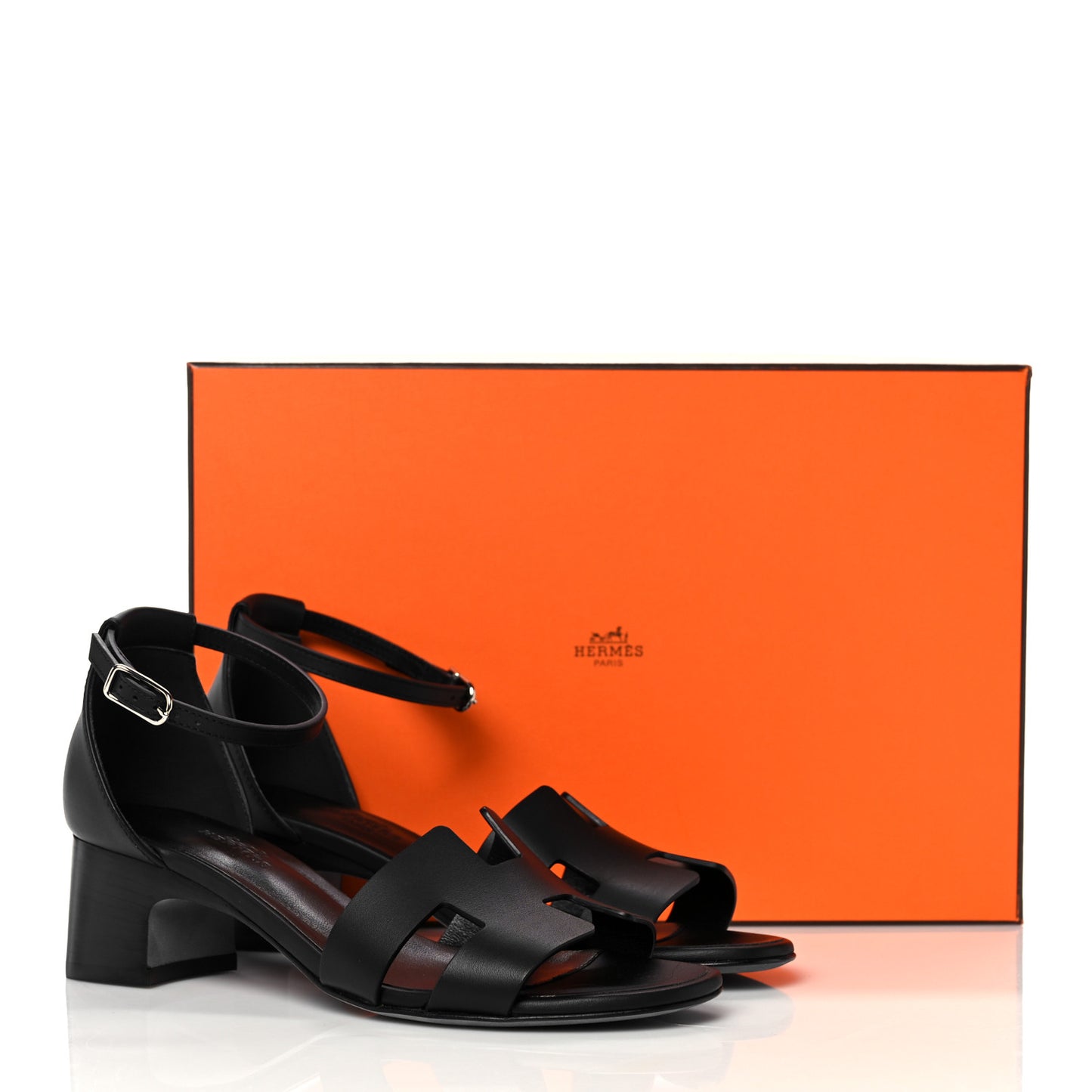 Calfskin Encens 50 Sandals 36 Black