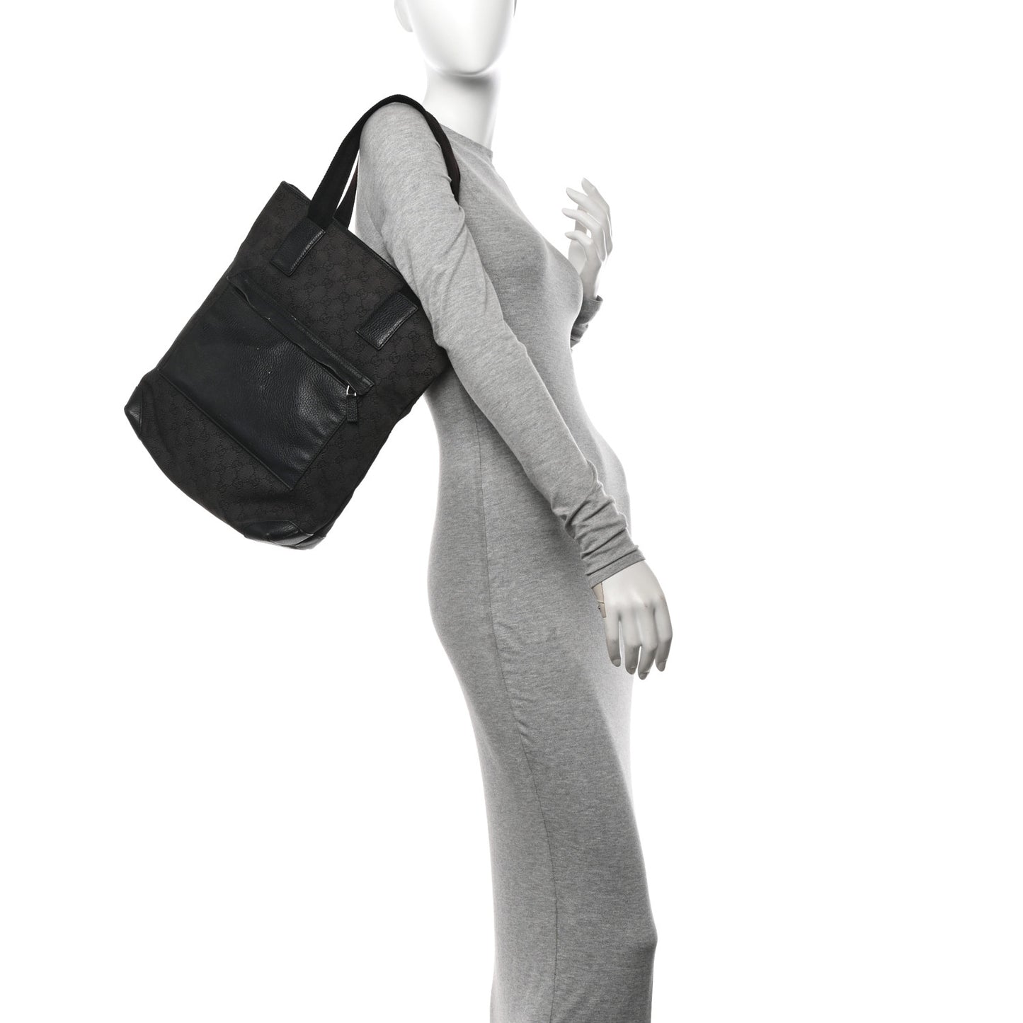 Nylon Calfskin Monogram Tall Tote Dark Brown