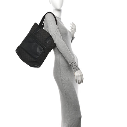 Gucci Nylon Calfskin Monogram Tall Tote Dark Brown 2 of 17