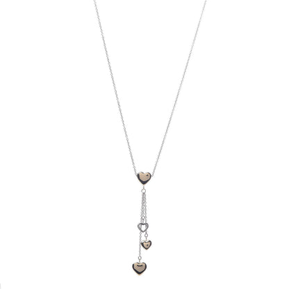 Tiffany 18K White Yellow Gold Multi-Heart Drop Pendant Necklace 1 of 6