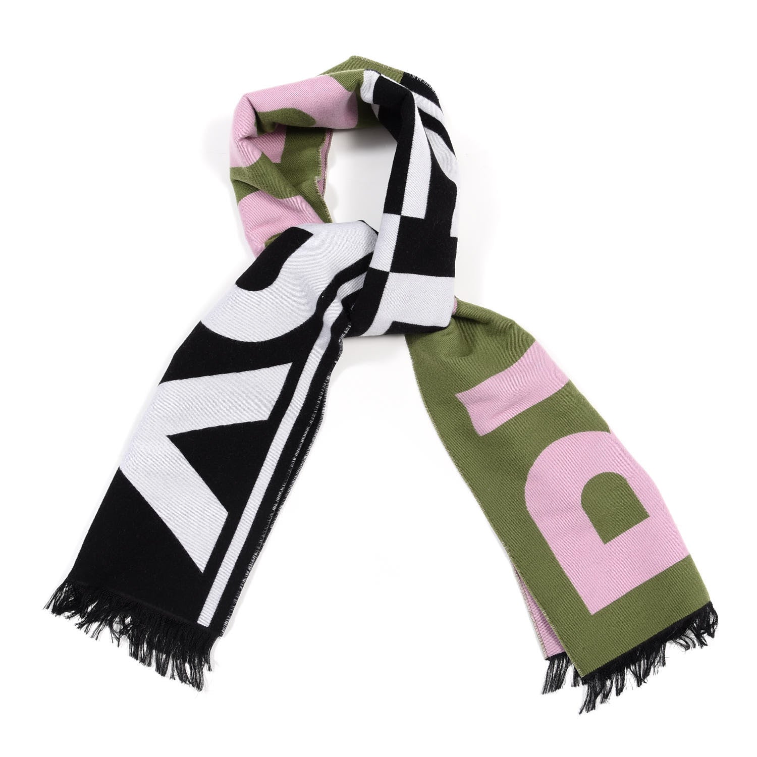 Burberry Wool Silk Jacquard Logo Scarf Cedar Green 1 of 4