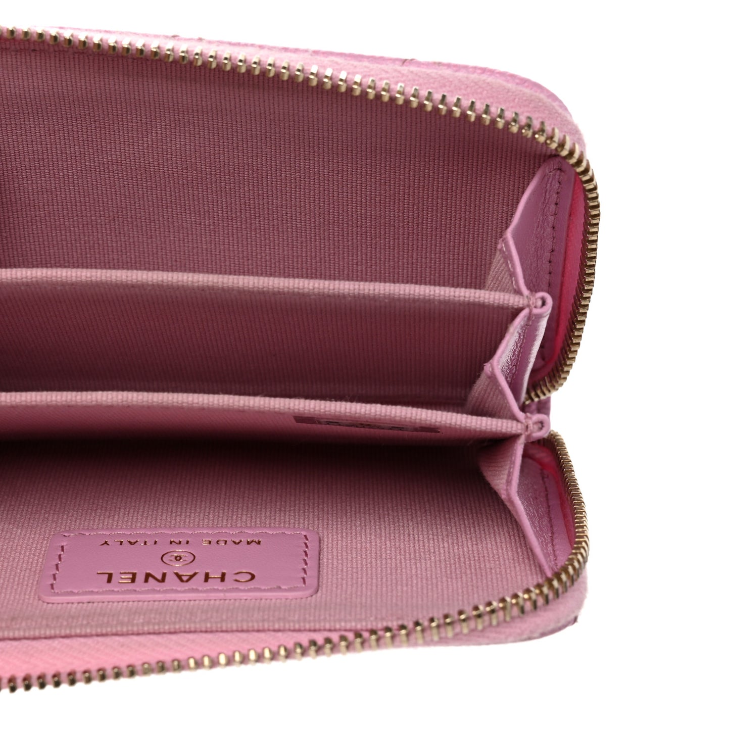 Caviar Quilted Zip Coin Purse Pink