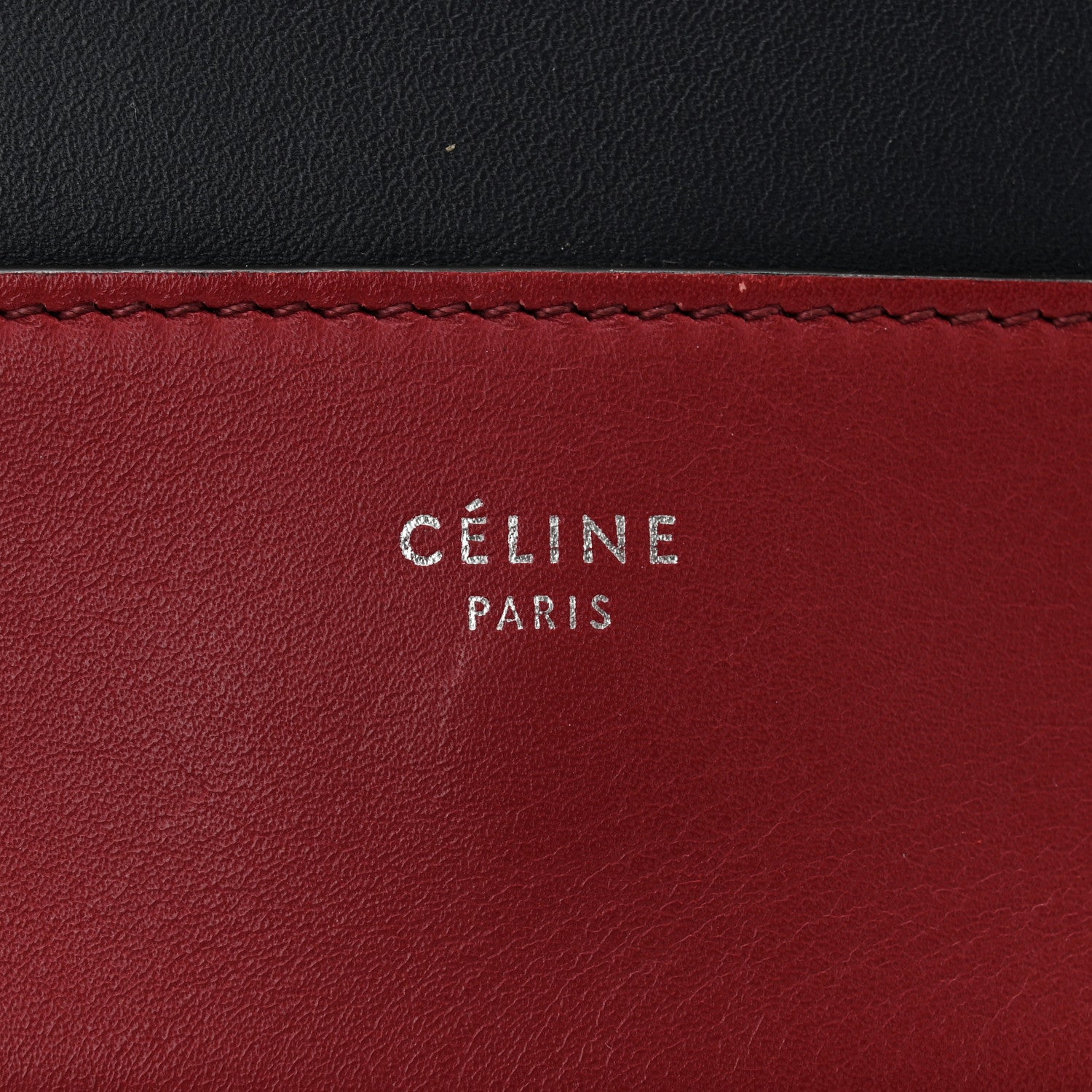 Celine Shiny Smooth Calfskin Medium Frame Shoulder Bag Red Navy 6 of 10