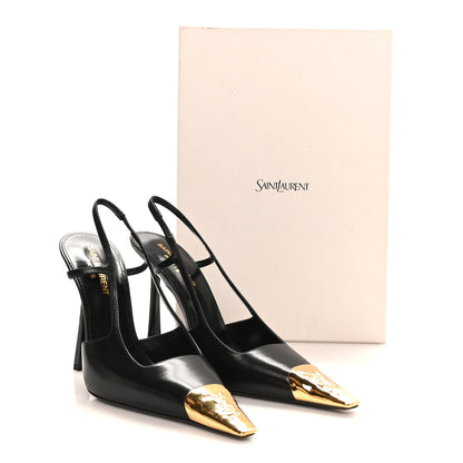 Saint Laurent Smooth Calfskin Jeanne 110 Slingback Pumps 37 Black 10 of 10