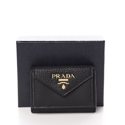 Prada Vitello Grain Small Tri-Fold Wallet Black 7 of 8