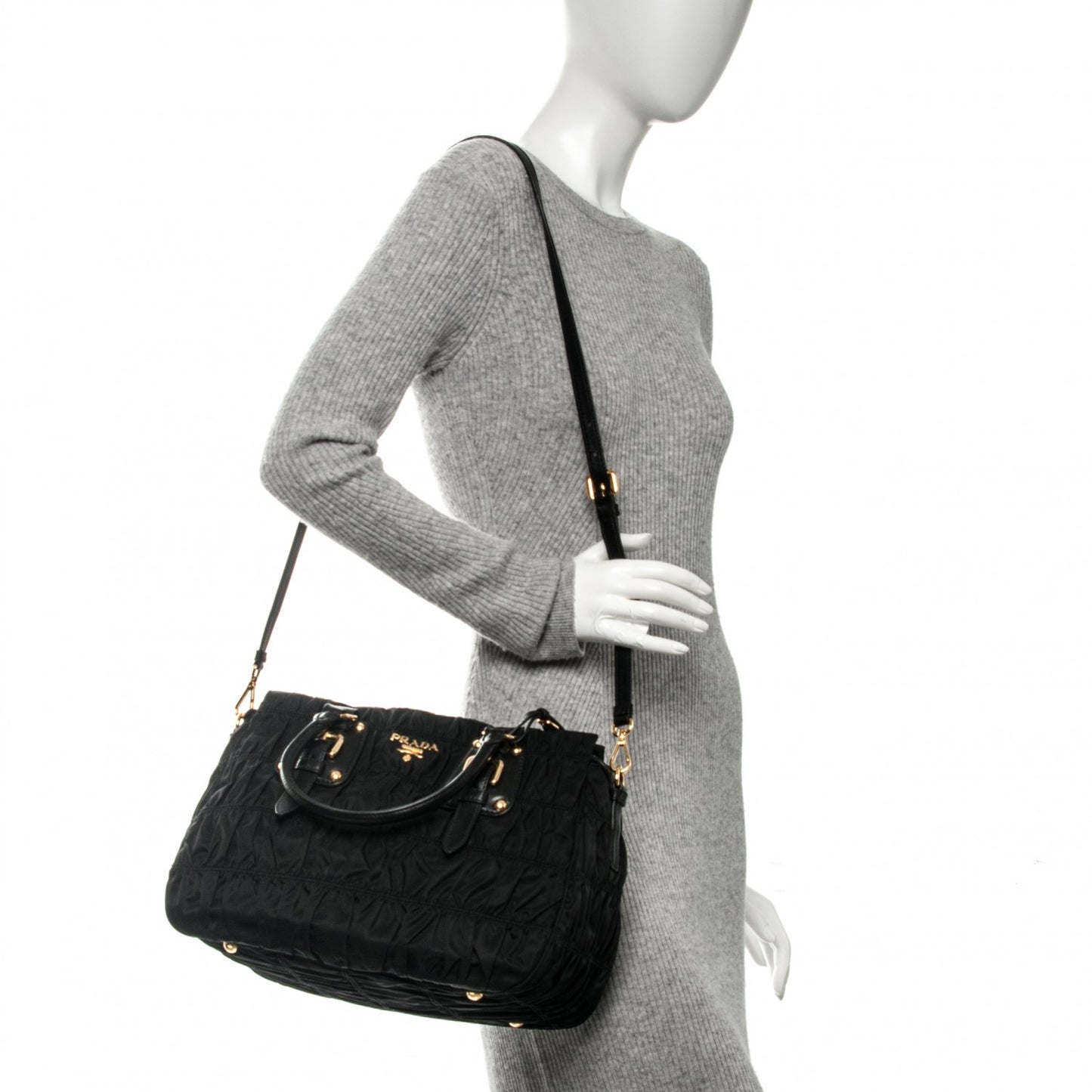 Tessuto Nylon Gaufre Tote Nero Black