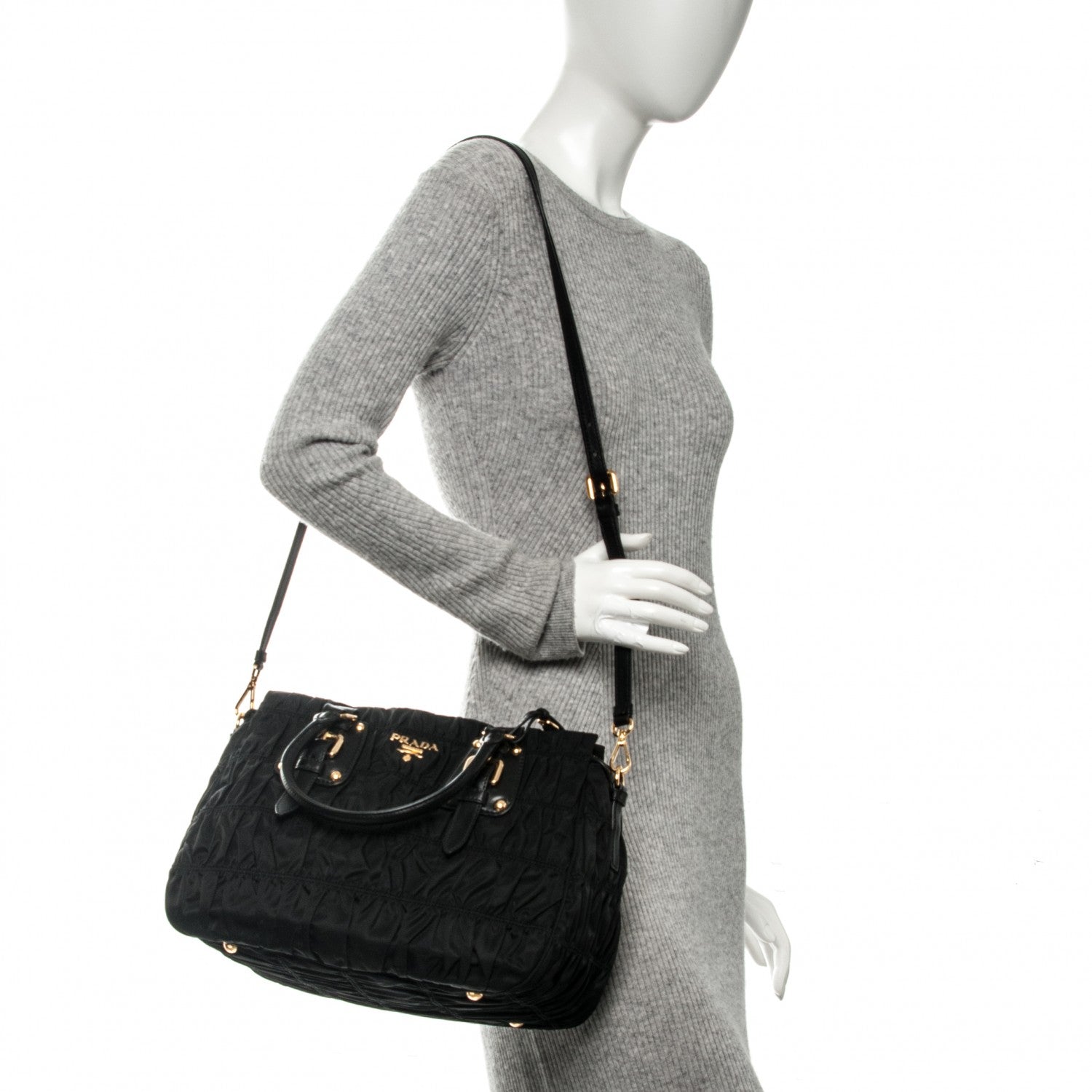 Prada Tessuto Nylon Gaufre Tote Nero Black 2 of 7