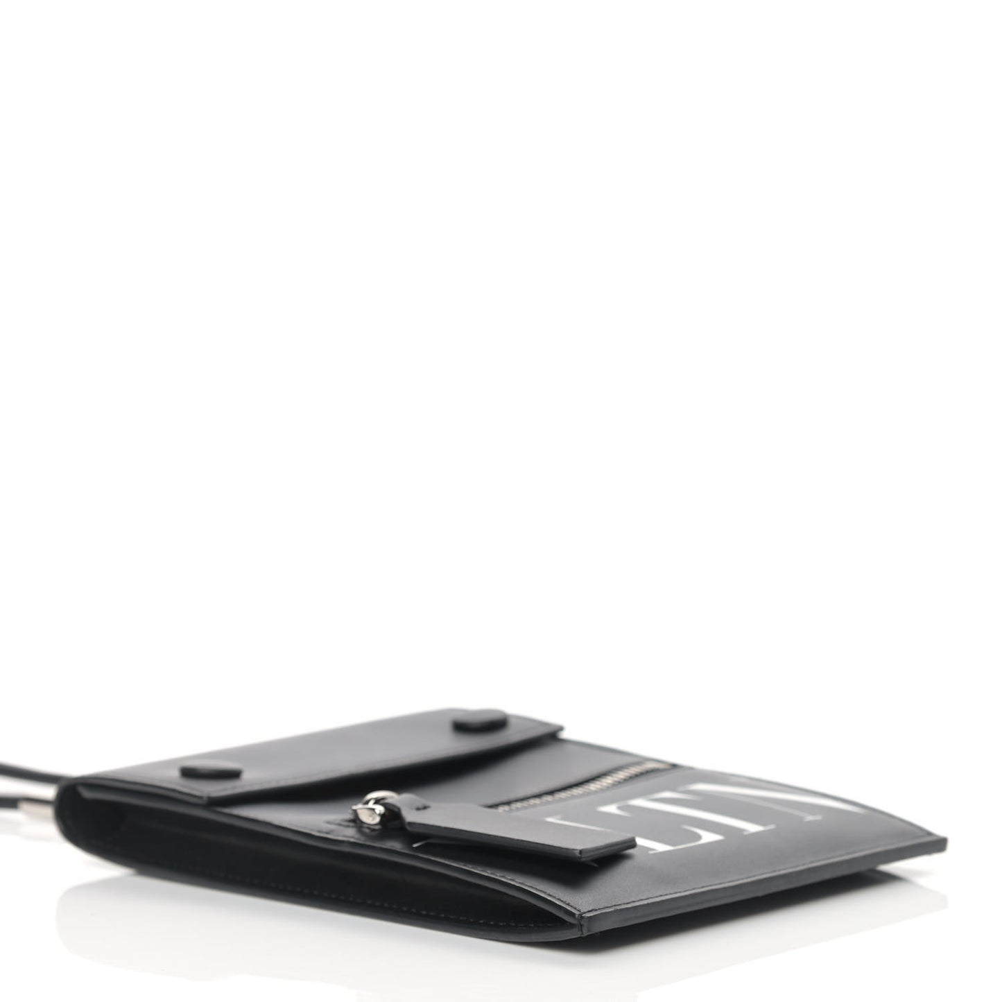 Calfskin VLTN Neck Strap Wallet Black