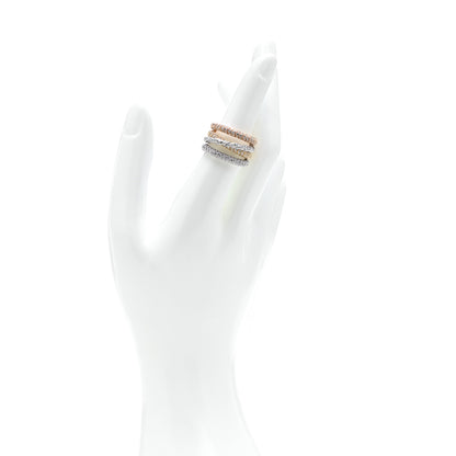 David Yurman 18K Yellow White Rose Gold Diamond Pave Flex Four-Row Ring 53 6.5 2 of 5