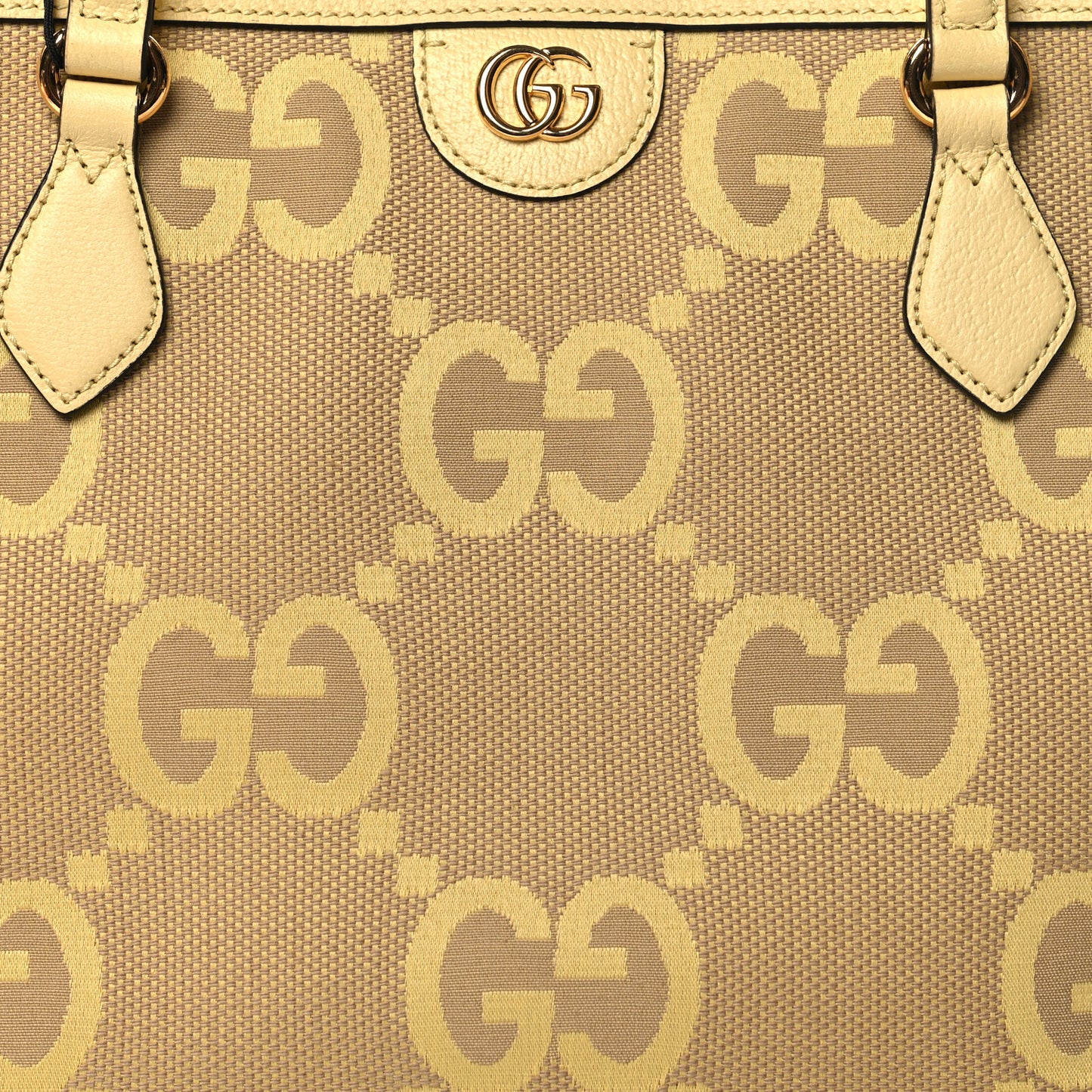 Monogram Jumbo GG Textured Dollar Calfskin Medium Ophidia Shopping Tote Camel Banana