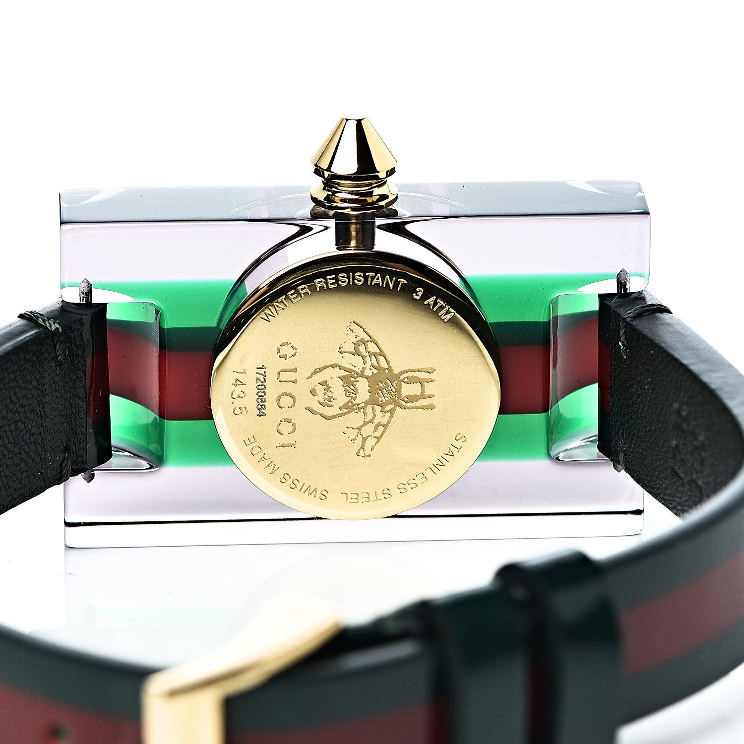 Gucci Stainless Steel Calfskin Plexiglass 24mm Skeleton Quartz Watch 5 of 10