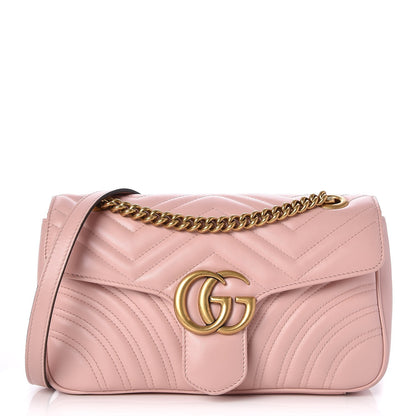 Gucci Calfskin Matelasse Small GG Marmont Shoulder Bag Perfect Pink 1 of 7