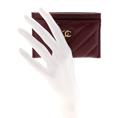 Chanel Caviar Chevron Quilted Card Holder Dark Burgundy 2 of 9
