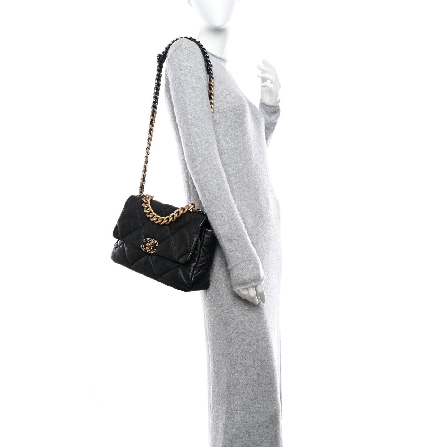 Lambskin Quilted Large Chanel 19 Flap Black