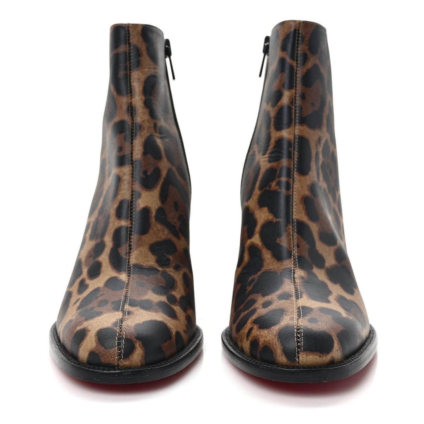 Calfskin Leopard Printed Luxor Adoxa 70 Ankle Boots 38.5 Brown