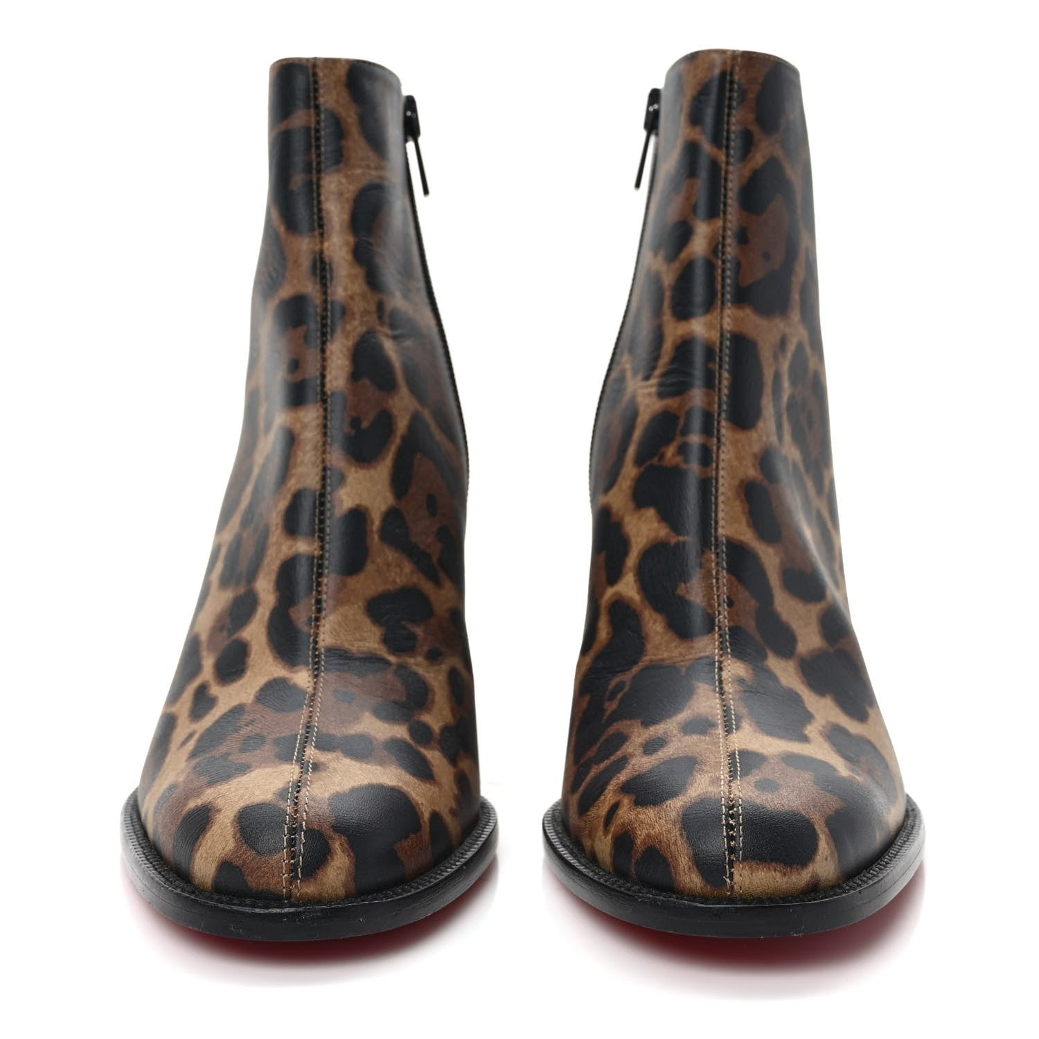 Christian Louboutin Calfskin Leopard Printed Luxor Adoxa 70 Ankle Boots 38.5 Brown 2 of 7