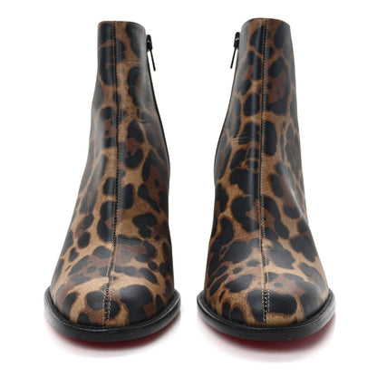 Christian Louboutin Calfskin Leopard Printed Luxor Adoxa 70 Ankle Boots 38.5 Brown 2 of 7