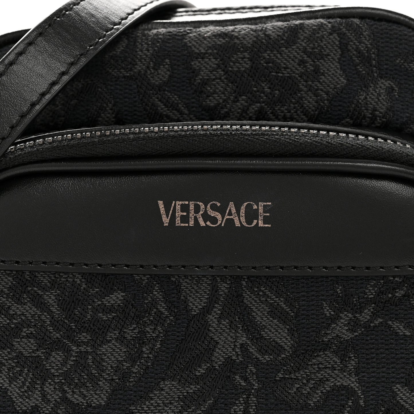 Fabric Jacquard Calfskin Small Barocco Crossbody Bag Black