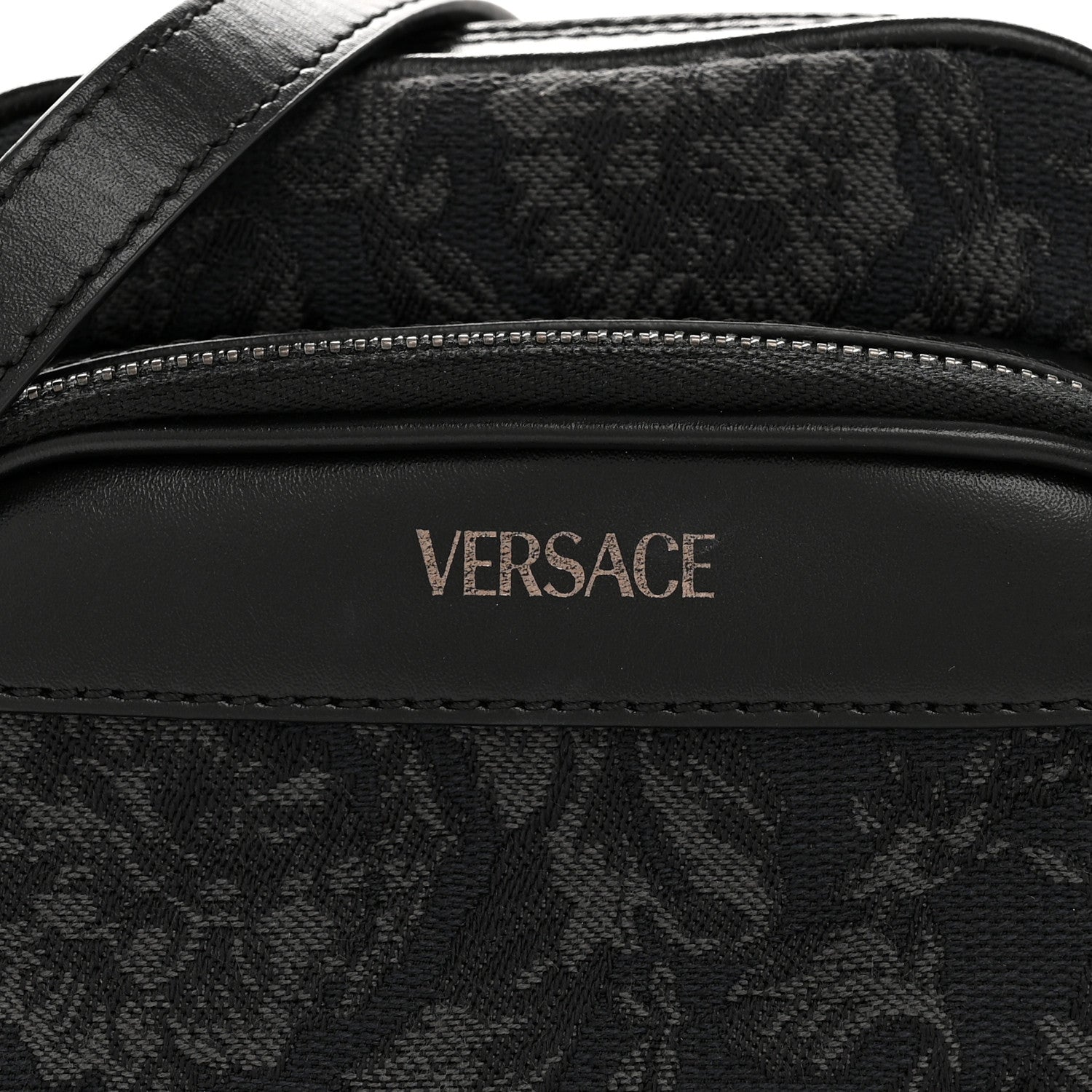 Versace Fabric Jacquard Calfskin Small Barocco Crossbody Bag Black 7 of 11