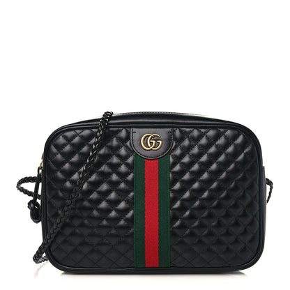 Gucci Calfskin Web Trapuntata Small GG Shoulder Bag Black 1 of 9