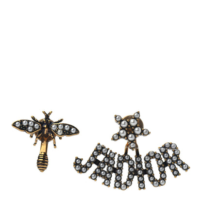 Christian Dior Metal Pearl J'adior Earrings Aged Gold 1 of 4