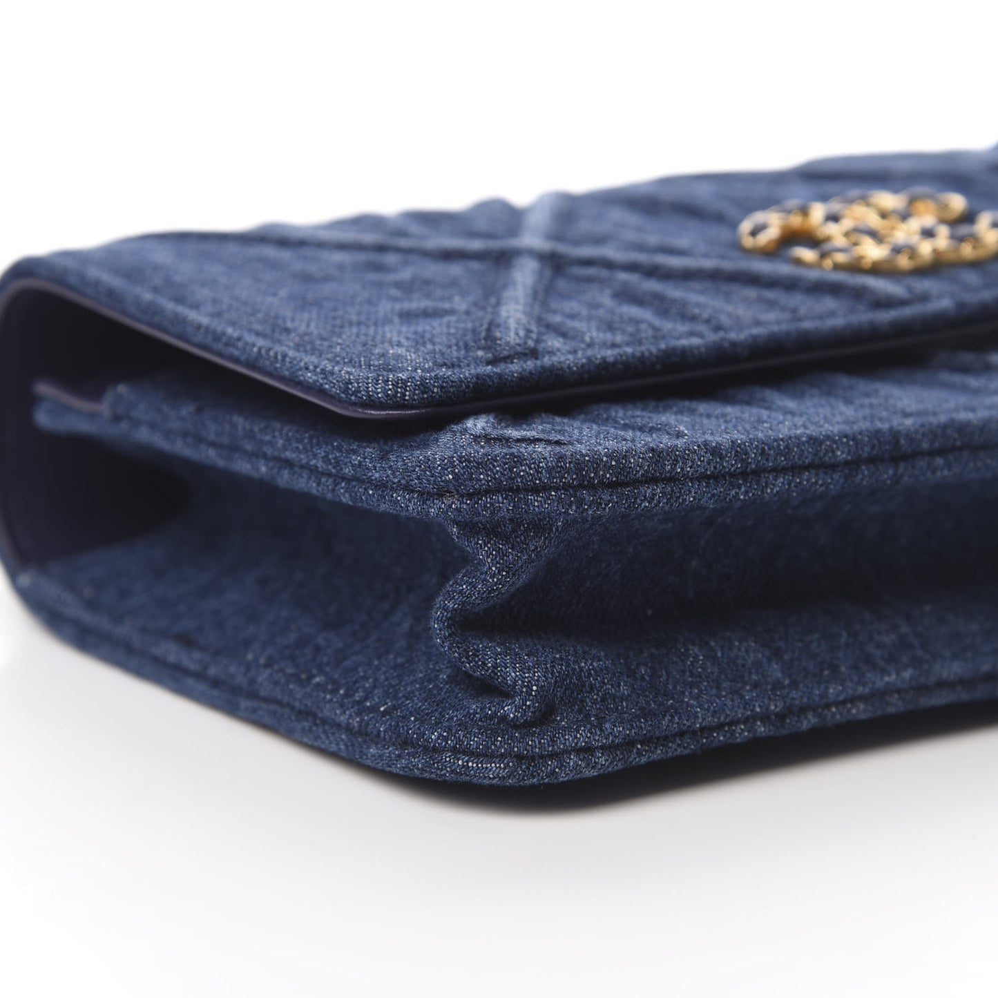 Denim Quilted 19 Wallet On Chain WOC Blue