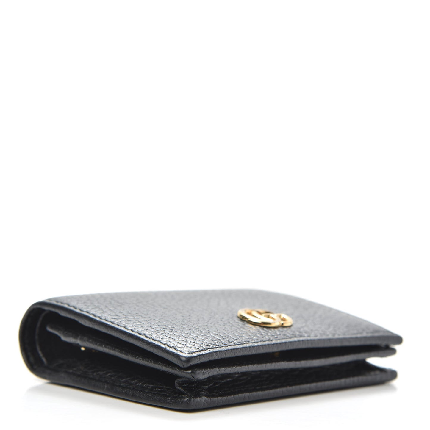 Pebbled Calfskin GG Marmont Card Case Black