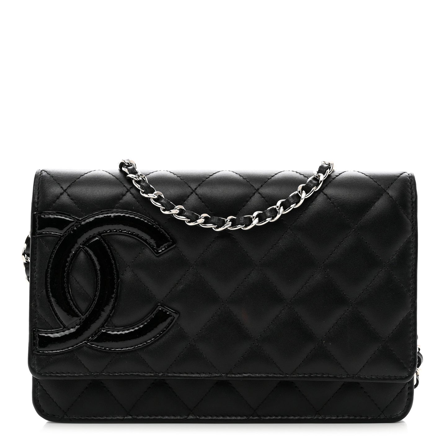 Calfskin Quilted Cambon Wallet on Chain WOC Black