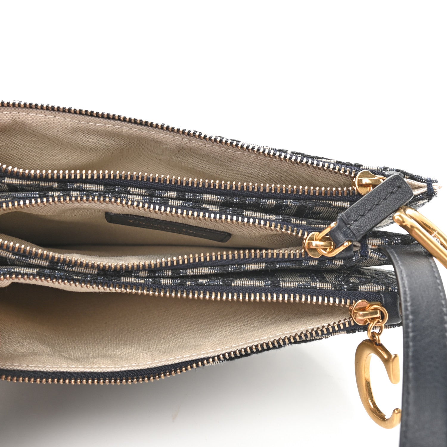 Christian Dior Oblique Saddle Pouch With Strap Navy Blue 5 of 7