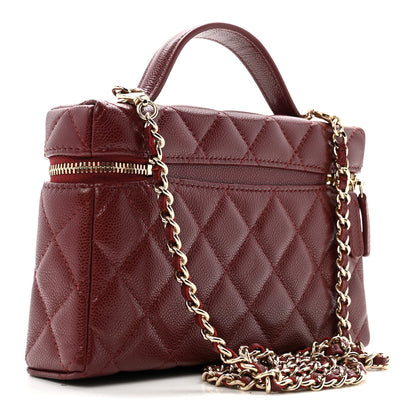 Chanel Caviar Quilted Top Handle Slim Vanity With Chain Burgundy 3 of 10