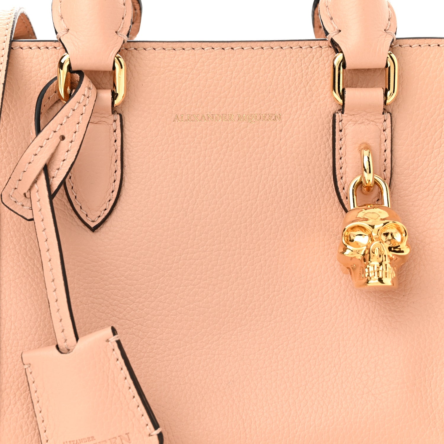 Alexander McQueen Pebbled Calfskin Mini Skull Padlock Zip Around Tote Boudoir 8 of 12