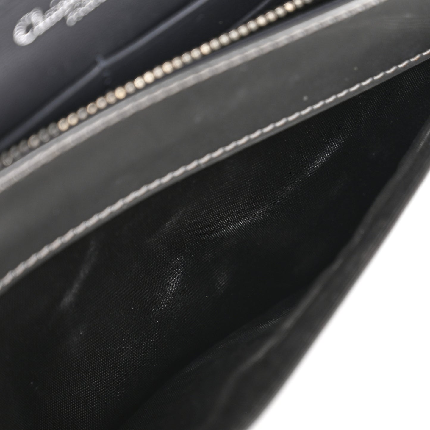 Metallic Patent Micro-Cannage Diorama Wallet on Chain Pouch Silver