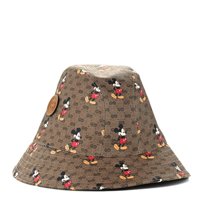 Gucci X DISNEY Mini Vintage GG Supreme Monogram Mickey Mouse Trent Bucket Hat S Beige Ebony Yellow 2 of 9