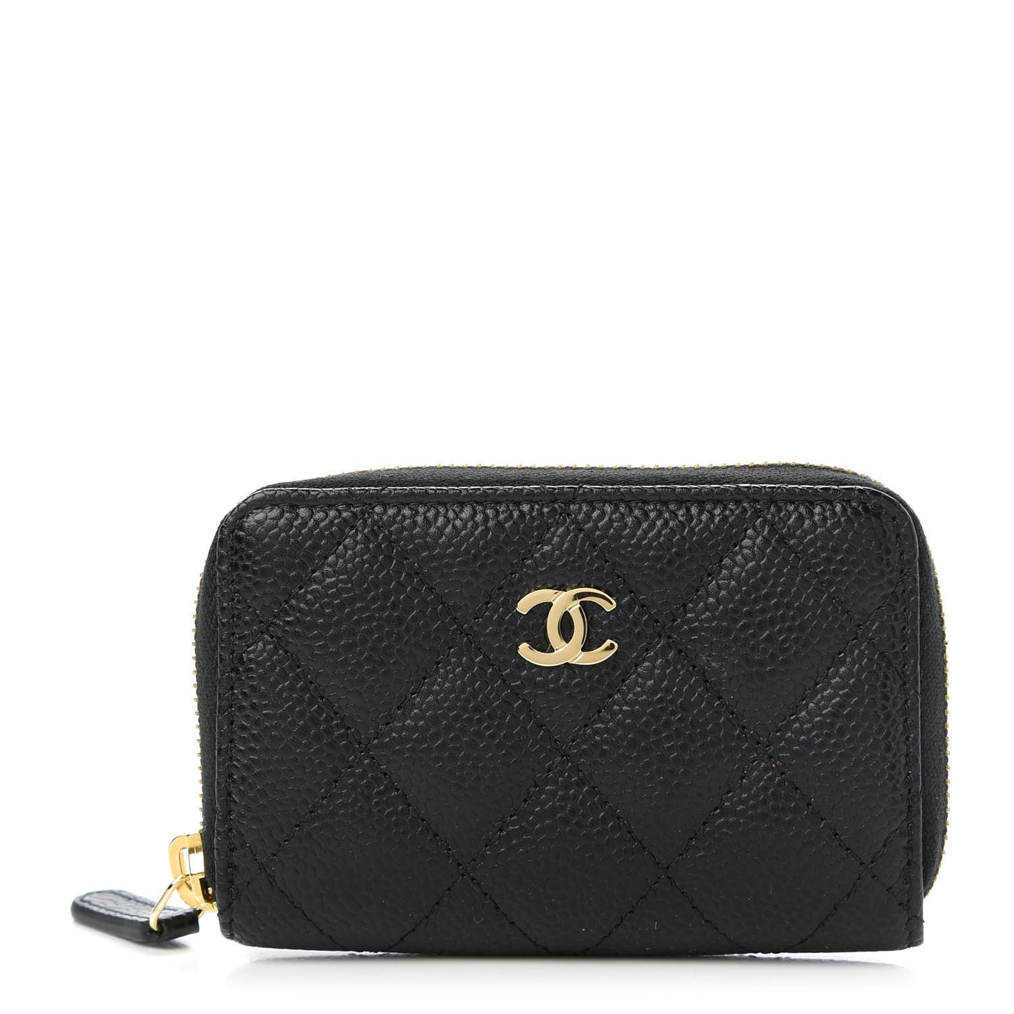 Caviar Quilted Zip Coin Purse Black