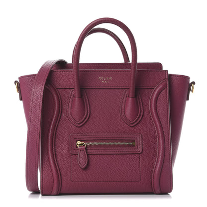 Celine Drummed Calfskin Nano Luggage Plum 1 of 9