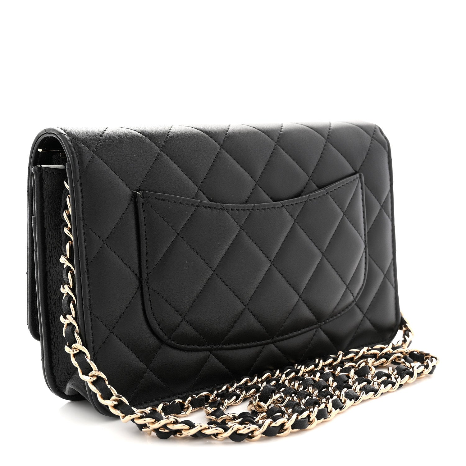 Chanel Lambskin Quilted Enamel CC Wallet On Chain WOC Black 3 of 11