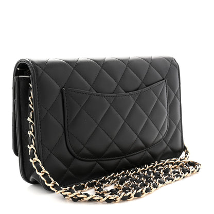 Chanel Lambskin Quilted Enamel CC Wallet On Chain WOC Black 3 of 11