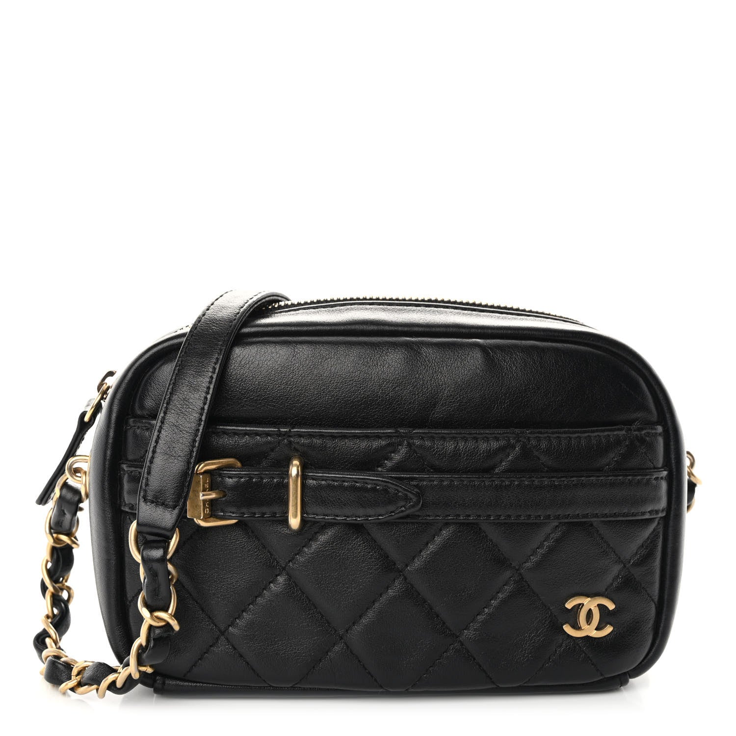Chanel Lambskin Quilted Small Buckle Camera Case Bag Black 1 of 10