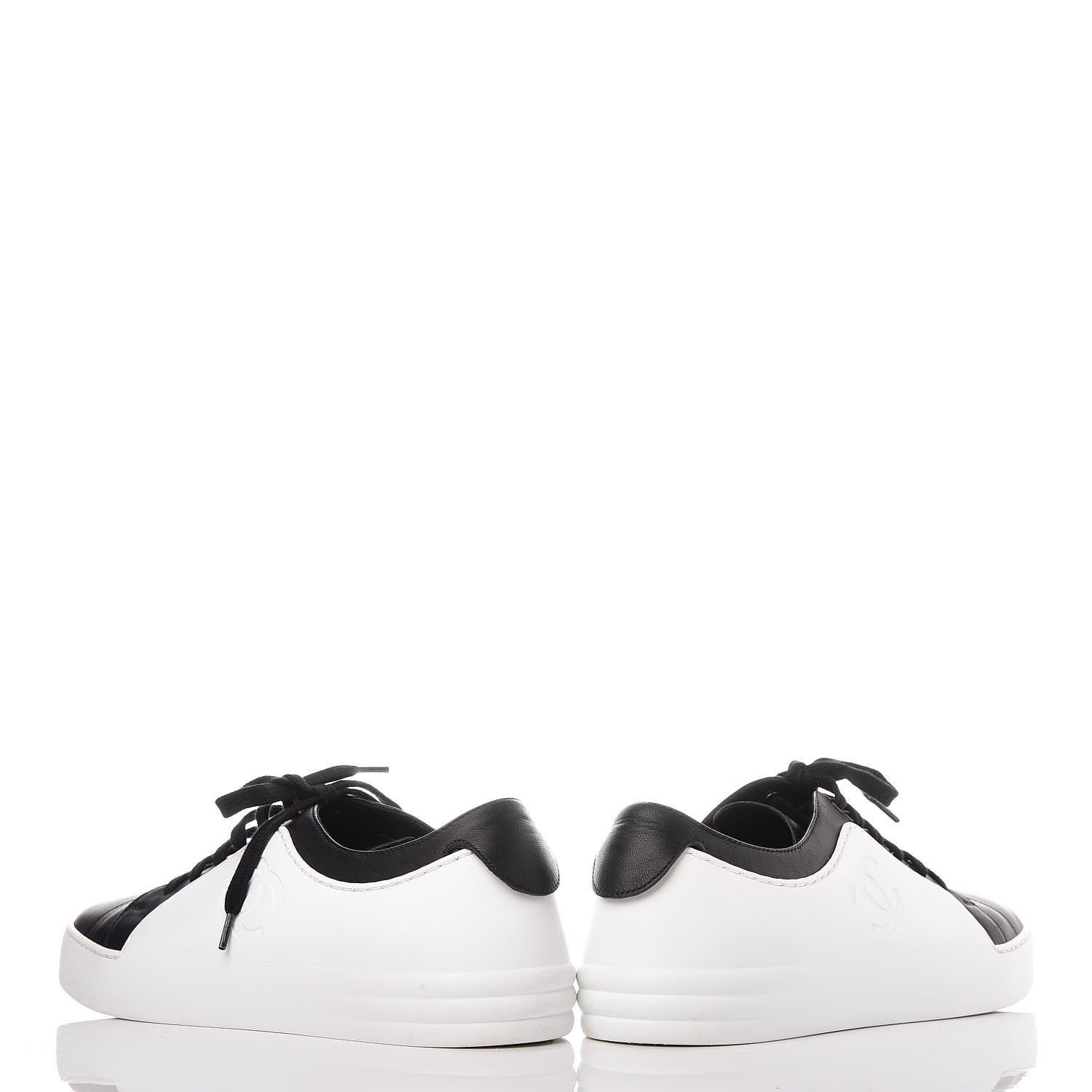 Chanel Calfskin Gum Womens CC Sneakers 41 Black White 6 of 14