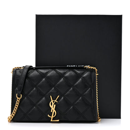 Saint Laurent Lambskin Diamond Quilted Becky Chain Wallet Black 13 of 13