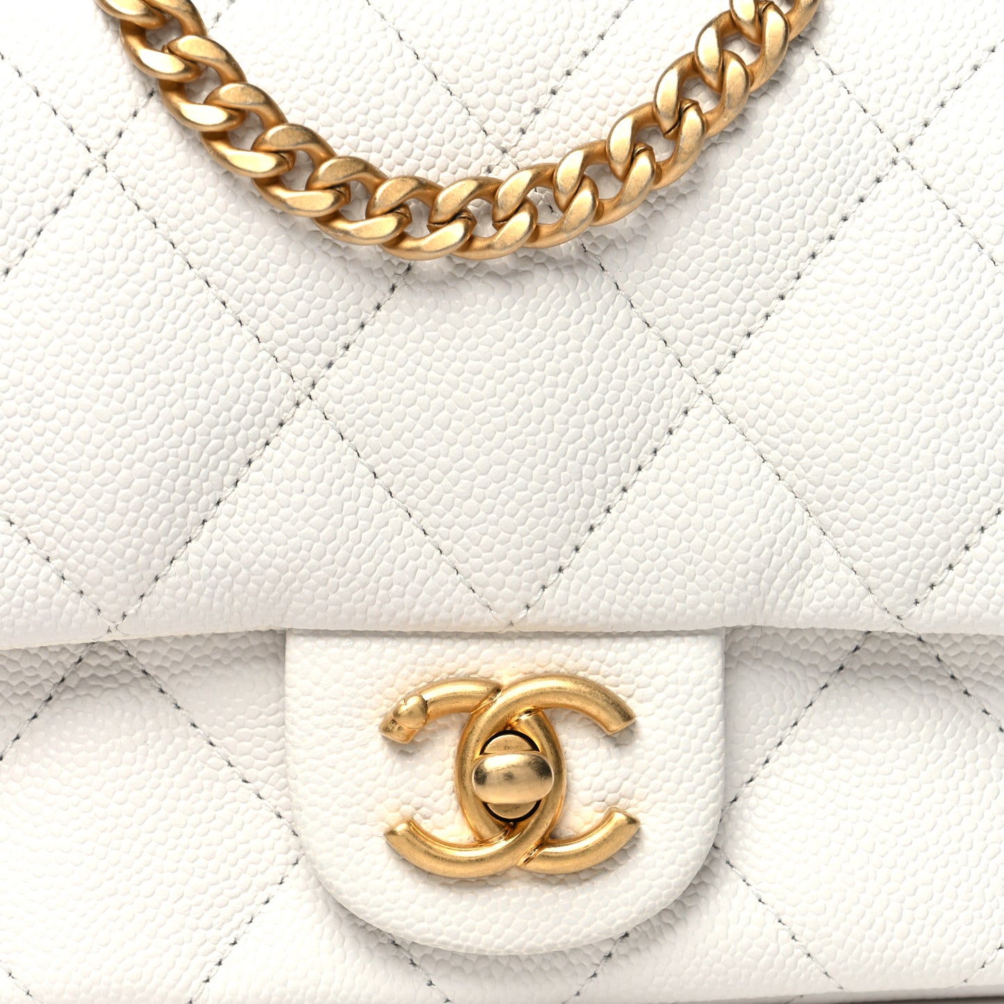 Caviar Quilted Mini Sweetheart Flap White