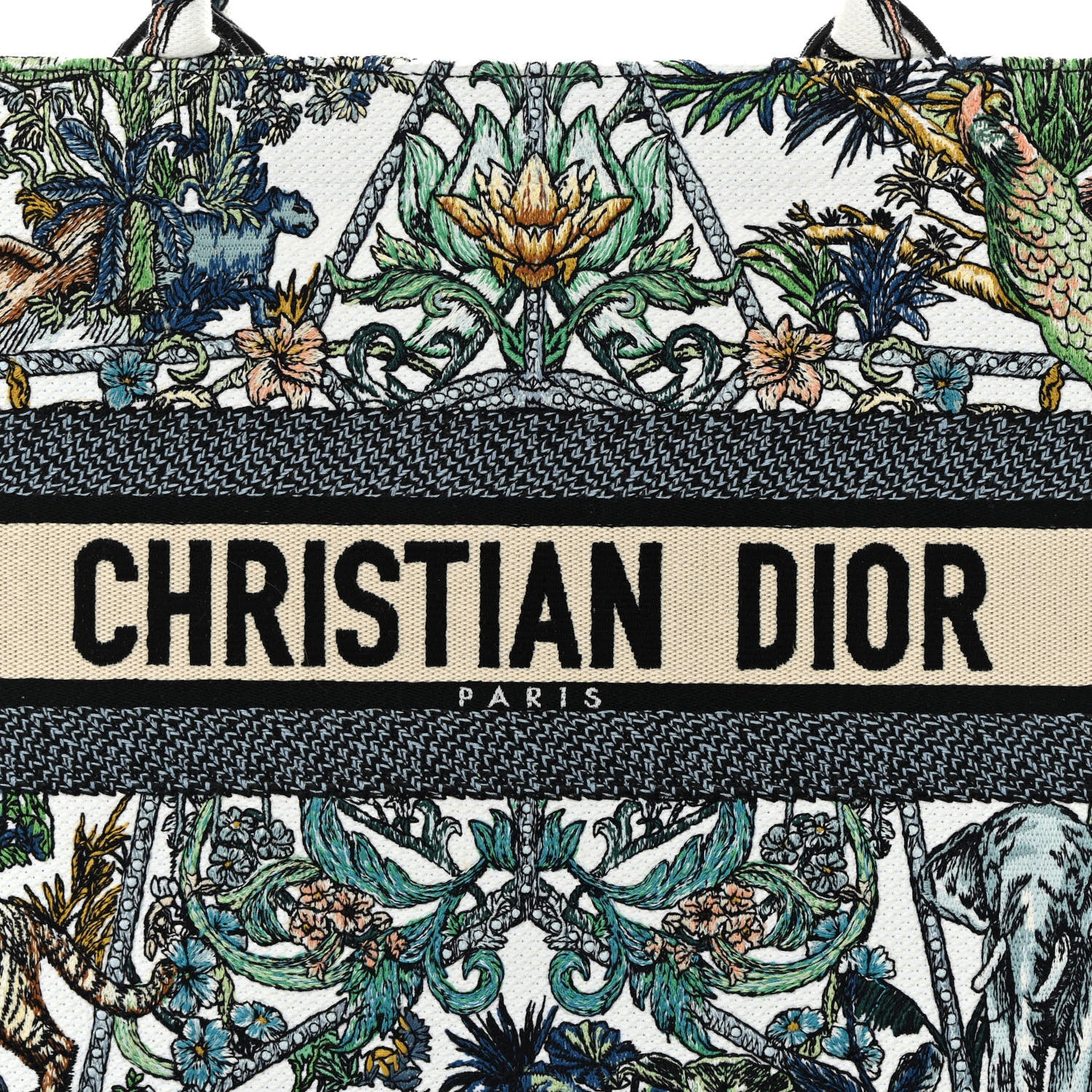 Christian Dior Canvas Embroidered Medium Etoile De Voyage Book Tote White Multicolor 8 of 12