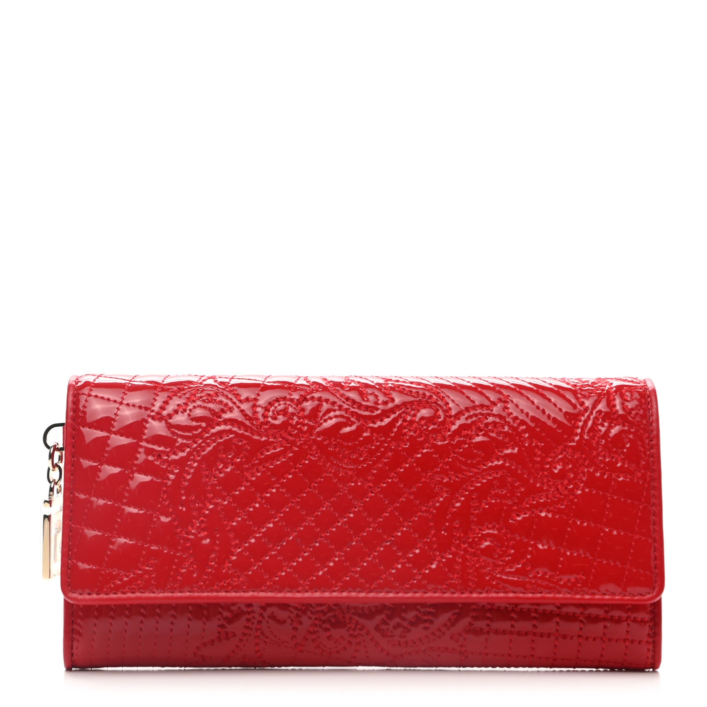 Patent Quilted Vanitas Wallet Rosso Fuoco